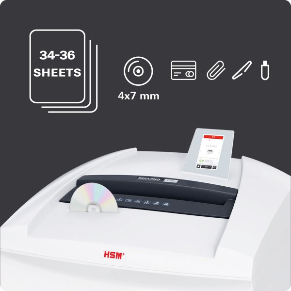 Шредер HSM SECURIO P40i P-4 с отделен модул за унищожаване на CD/DVD