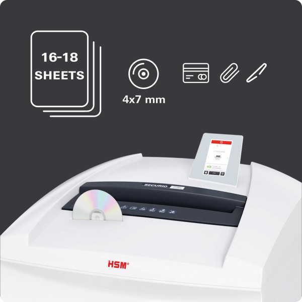 Шредер HSM SECURIO P36i P-5 с отделен модул за унищожаване на CD/DVD