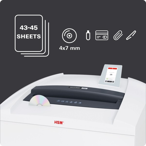 Шредер HSM SECURIO P44i P-4 с отделен модул за унищожаване на CD/DVD